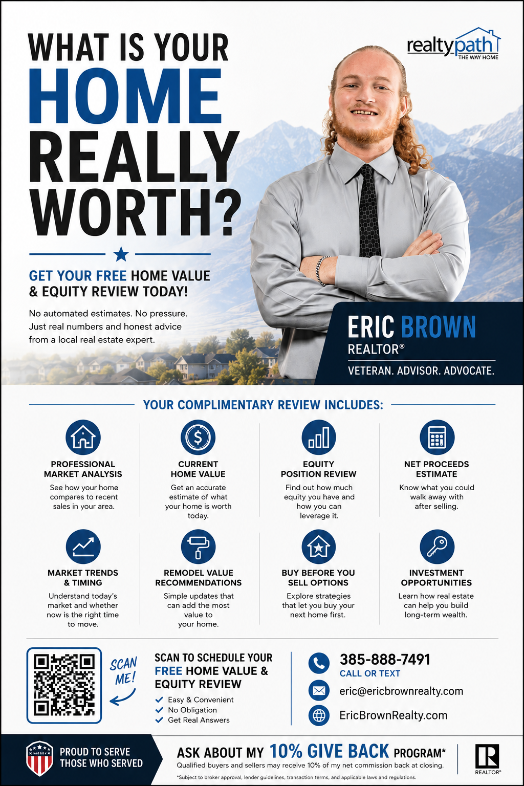 Home value and equity review flyer from Eric Brown Realty